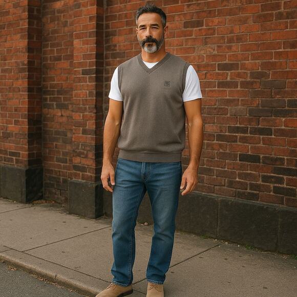 Cutter & Buck Sweater Vest SPA Logo Luxury Mens XXL Gray Cotton Knit Active Golf - Picture 6 of 13